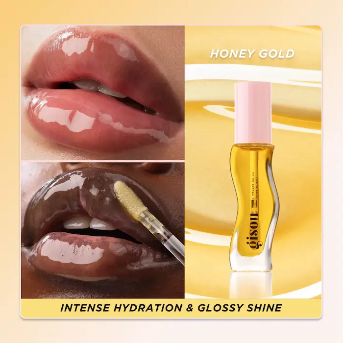 Honey Infused Hydrating Lip Oil. Color: Honey Gold - clear golden glow — imagen 4
