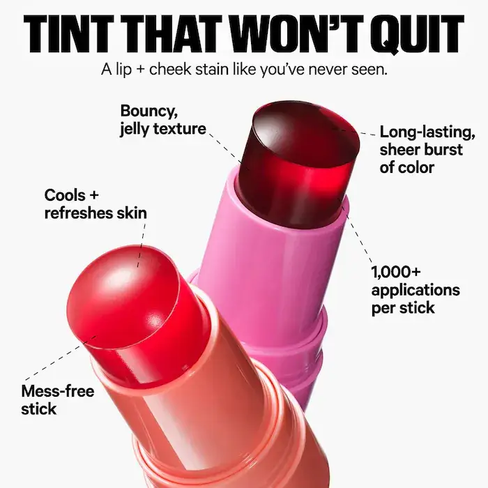 Jelly Tint Lip + Cheek Blush Stain. Color: Burst - Poppy Pink — imagen 5