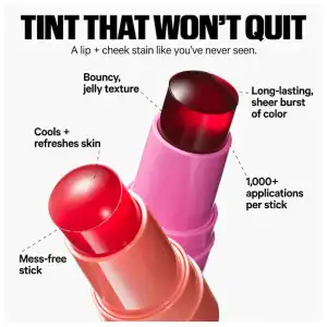 Jelly Tint Lip + Cheek Blush Stain. Color: Burst - Poppy Pink miniatura 5